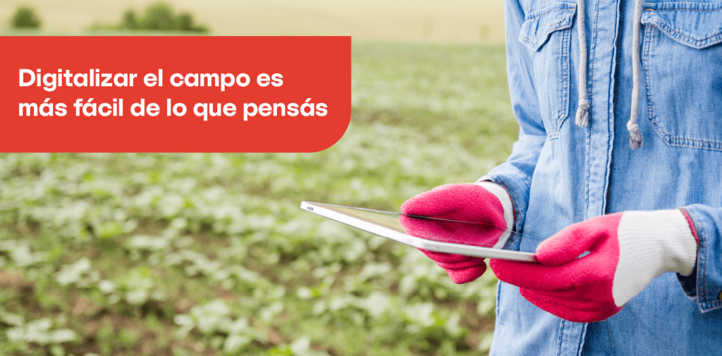 Productor digitalizando el campo con una tablet